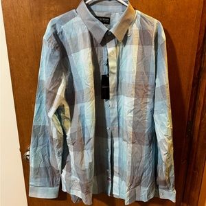 NEW Thomas Payne Cedric Striped Button Down Dress Shirt In Navy Size 2XL